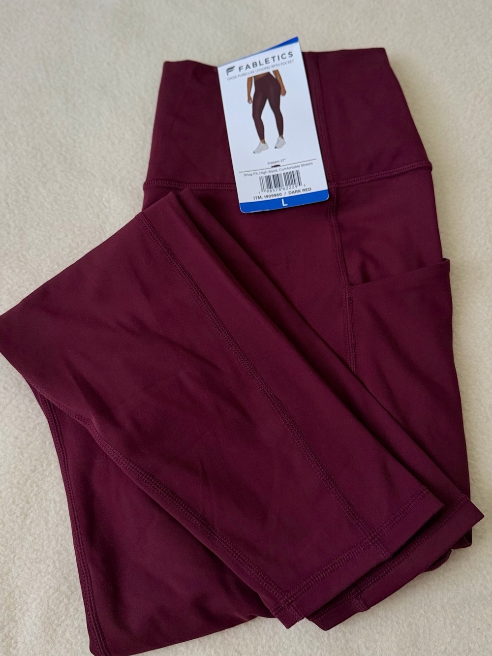 NWT Fabletics Oasis Leggings Dark Red Large